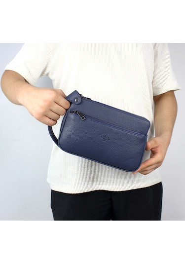 Erkek Lacivert El Çantası Lüks Seyahat Günlük Portföy Çanta
