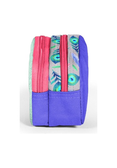 Coral High İki Bölmeli Kız Çocuk Yeşil Tavuskuşu Kalem Çantası Kalemlik Çok Renkli