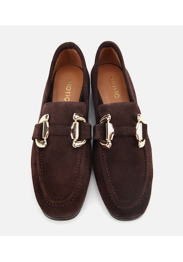 Hotiç Kadın Süet Deri Kahverengi Tokalı Klasik Loafer 01ayh312400a480 01ayh312400a480 Kahverengi