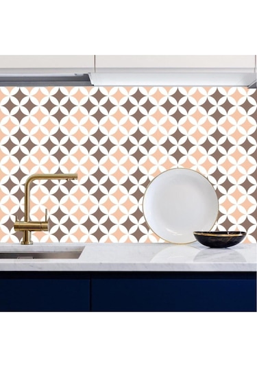 Kahve Somon Mutfak Tezgah Arası Kendinden Yapışkanlı Folyo Kaplama Fayans Taş Desen 60cm X 100cm