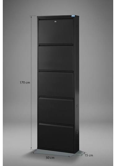 Metal Ayakkabılık 5'li Kilitli Model Siyah