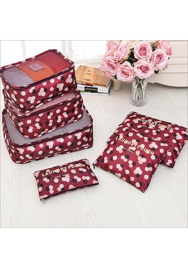 Lacivert&pembe 6/1 Adet Seyahat Saklama Çantası Seti Giysi Düzenli Organizatör Dola Bavul Kılıfı Seyahat Organizatör Hurç 57000663 Lacivert&pembe