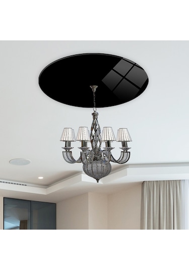 Cam Avize Göbeği | Düz Renk - Siyah | Çap50Cm Siyah