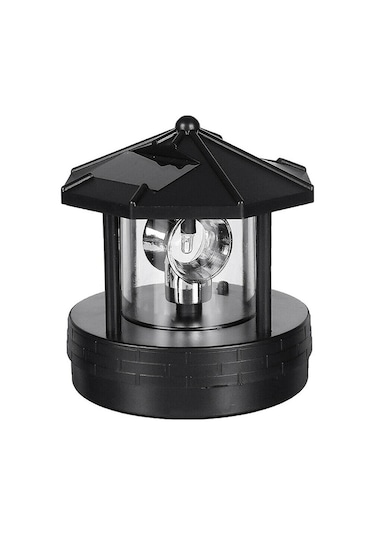 Mufunye Orta Boy Siyah Güneş Enerjili Döner Fener, Bahçe Çevre Aydınlatması, Ip44 Hava Dayanıklı Led Bahçe Dekorasyon Lambası