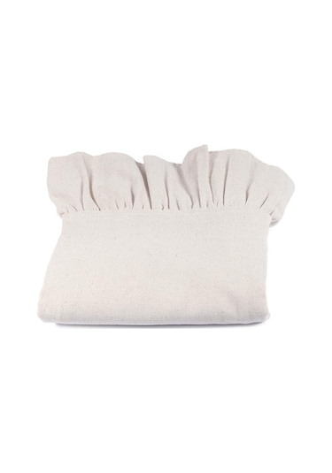 Naturel Fırfırlı Masa Örtüsü Vintage Yuvarlak Krem