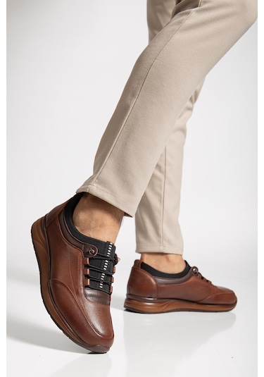 Hakiki Deri Tam Ortopedik Taba Renk Erkek Ayakkabı Taba