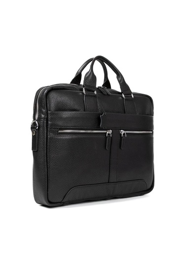 Hakiki Deri Unisex Evrak Çantası Laptop Bölmeli 15.6\" Inç-125376 Siyah