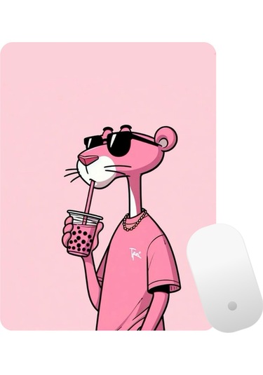 Pembe Panter Baskılı Mouse Pad