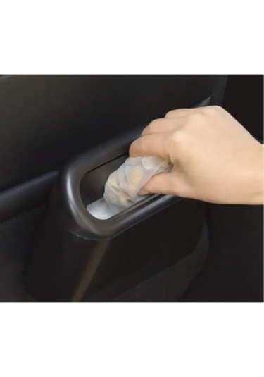 Araba Çöp Kutusu Kapaklı Organizer Araç İçi Çöp Kovası Portatif Taşınabilir Siyah