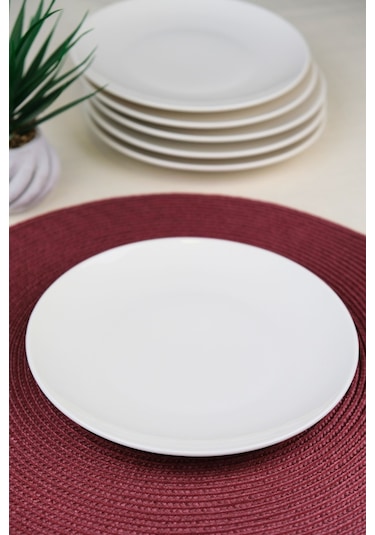 Tabak Evi Porselen Chic Servis Tabağı 24,50cm 6 Lı Krom