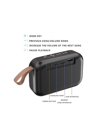 Kangvka Dışarıda Taşınabilir Siyah Bluetooth Hoparlör - Fm Radyo, Tf Kart Desteği, 3w Güçlü Taban, Mini Boyut, 300mah Pil