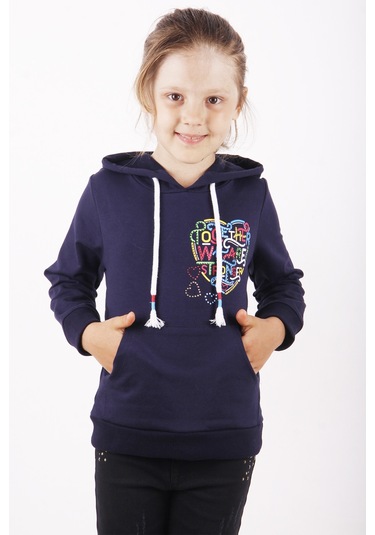 Toontoy Kız Çocuk Stronger Baskılı Sweatshirt Gri Melanj