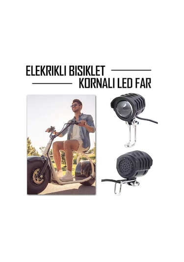 Led Far Elektrikli Scooter Farı Elektrikli Motosiklet E Bisiklet Far + Korna 36v-60v-uyumlu
