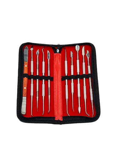 10 Adet Paslanmaz Çelik Spatula Bıçak Çok Yönlü Diş Balmumu Tahta Oyma Araçları Seti