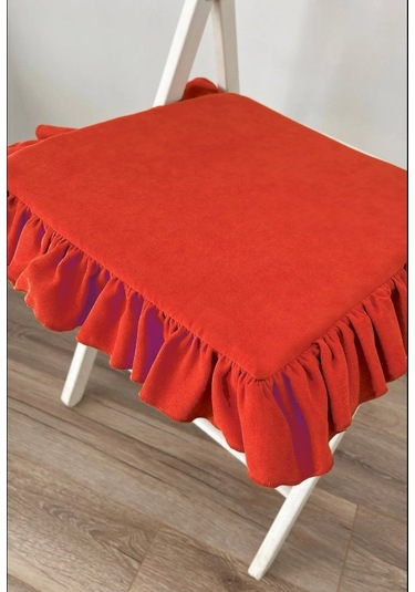 Fırfırlı Sıvı & Leke Itici Iskandinav Sandalye Minderi Kırmızı Diğer