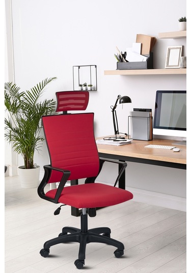 Rigel Başlıklı Ev Ve Ofis Koltuğu Çalışma Koltuğu Kırmızı
