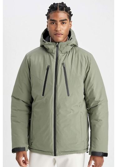 DeFactoFit Termometreli Mont Su İtici Rüzgar Geçirmez Slim Fit Dar Kesim Kapüşonlu Fermuarlı A2125AX24WNKH109