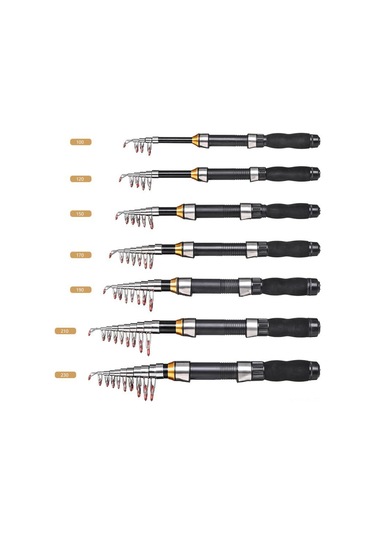 Lemestar Siyah Taşınabilir Spinning Balıkçılık Kamışı - 1.0m'den 2.3m'ye Farklı Boyutlar, Buz Ve Deniz Balıkçılığı İçin Uygun