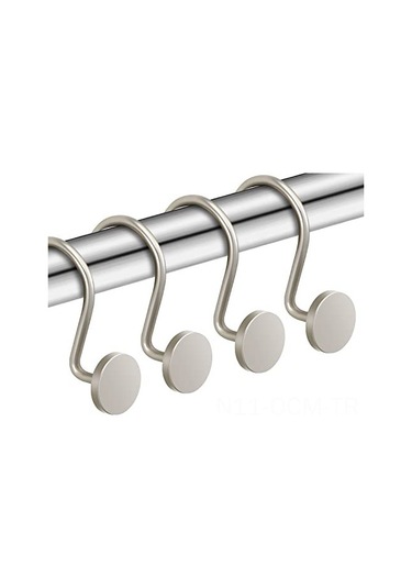 Qingmipy Paslanmaz Nikel Duş Perdesi Askıları - 12'li Set, Dayanıklı Metal Kancalar Diğer