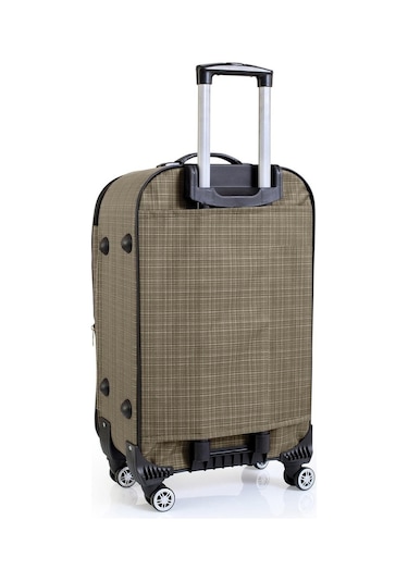 Gedox Büyük Ve Kabin Boy Valiz Seti 4 Teker Kumaş Valiz Bej 1081
