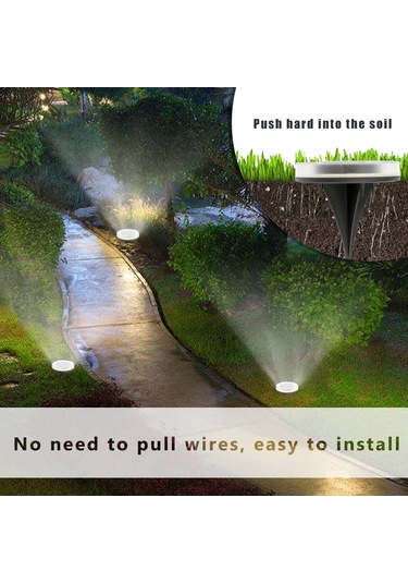 Yifomall Güneş Enerjili Toprak Altı Tespitli Işık - Ip65 Su Geçirmez 8 Led Bahçe Park Peyzaj Aydınlatması Beyaz Işık