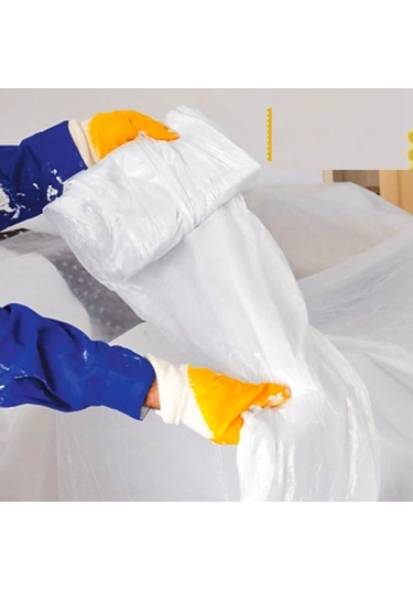 Büro Ev Boyama İçin 1,8x15mt Mini Yapışkanlı Boya Badana Koruyucu Hışır Örtü