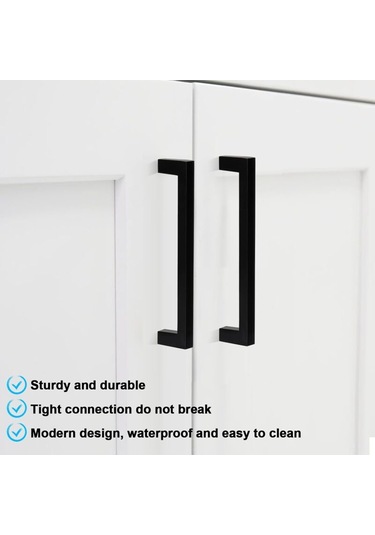 10'lu Paket Siyah Mutfak Kulpu Paslanmaz Çelik Mutfak Dolabı Kapı Kulpu 128 Mm