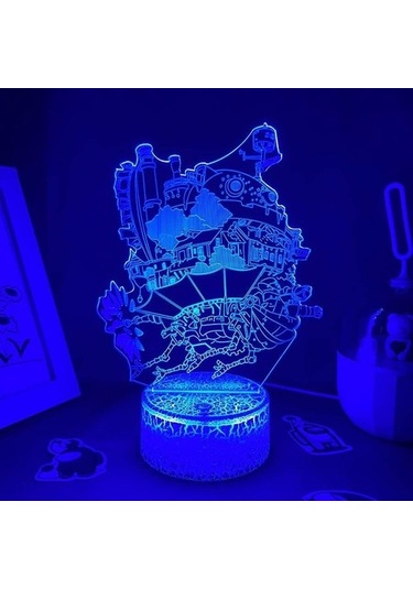 Goldenqian Hareketli Kale Anime 3d Erkek Için Gece Lambası 16 Renk Kız Odası Dekoru Illusion Led Lamba Usb Manga Hareketli Kale Figürü Uygun Çocuk Hayranları Noel Hediyeleri 914wu5 Siyah