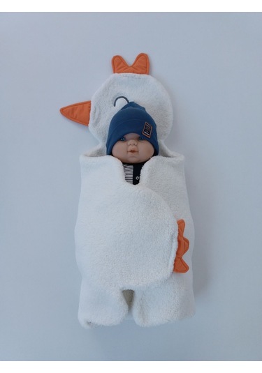Kışlık Wellsoft Peluş Kuzu Kumaş Bebek Battaniyesi- Çok Amaçlı Minik Kuş Bebek Örtüsü -120x120cm Ekru
