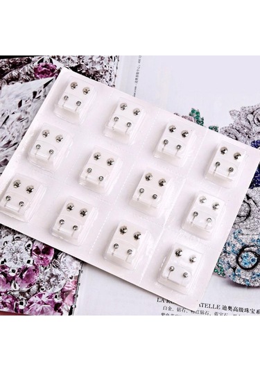 Beyaz 12 Çift Çelik Kulak Çiviler Küpe Seti Tıbbi Küpe Piercing Alet Setleri Kadınlar Takı Piercing Saplama Küpe Beyaz