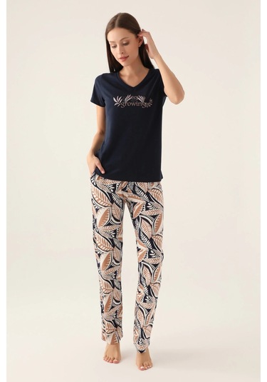 Arnetta 2915 Kadın Kısa Kol Pijama Takımı Lacivert