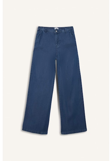 DeFacto Pull On Wide Leg Yüksek Bel Uzun Tensel Yıkamalı Pantolon D8239AX25SMNM28