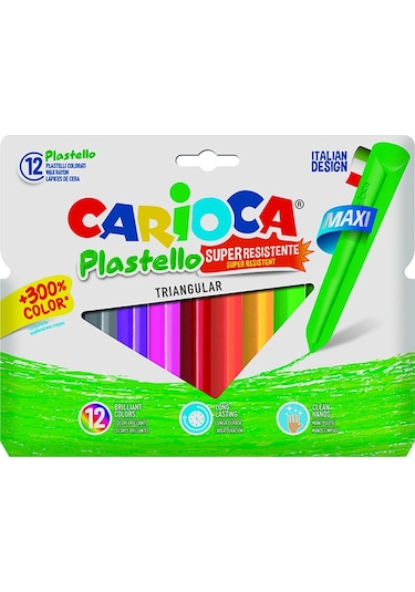 Carioca Plastello SuperResistente Maxi Üçgen Pastel Boya 12'li