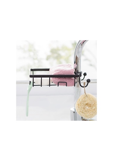 Paslanmaz Çelik Mutfak Banyo Musluğuna Sabitlenebilir Sabunluk Siyah