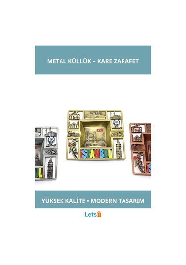 İstanbul Temalı Yüksek Kaliteli Metal Küllük Kare