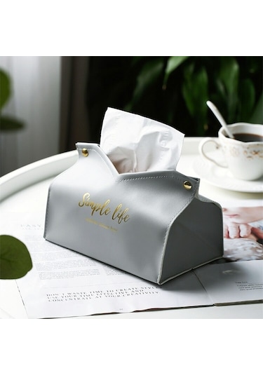 Deri Doku Tutucu Ev Peçete Saklama Kutusu Su Geçirmez Toz Doku Kutusu Mutfak Ofis Doku Kutuları Oturma Odası Dekorasyon