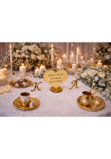 Damat Kahvesi İçin Şık Kalp Sunumluk Kişiye Özel No20005