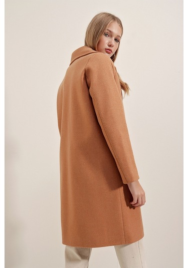 Bigdart 9085 Kaşe Kadın Kaban Açık Kahverengi 001