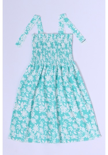 Kız Çocuk Askılı Elbise Çiçek Desenli B35 Hcm00119 Fuşya