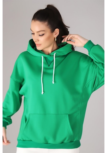 Sweetness Kadın Yeşil Kapüşonlu Sweatshirt Yeşil