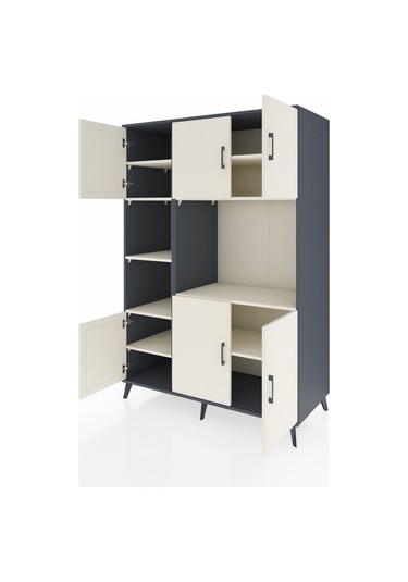 Kronos Dolap 9 Raflı 6 Kapaklı 132x59x195 Antrasit-aytaşı/aytaşı Antrasit