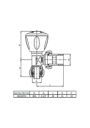 Eca Rv3 Köşe Radyatör Vanası - Pex - 1/2 x 16 Mm