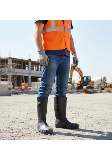 Techno Boots Poliüretan Soğuğa Dayanıklı Kısa Siyah Çizme Siyah