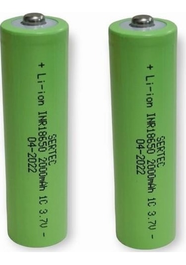 Sertec 18650 3.7V 2000 mAh 1C Li-ion Başlıklı Şarj Edilebilir Pil 2'li