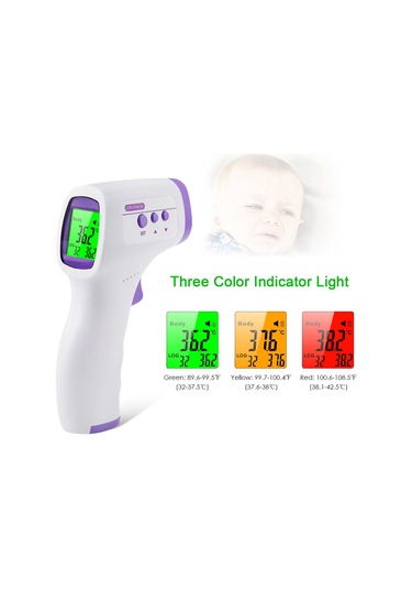 Yifomall Mor Dışarıdaki Vücut Ve Nesne Sıcaklığı Ölçer - İki Mod C/ F , Üç Renkli Arka Işık, 32 Adet Hafıza Pil Dahil Değil