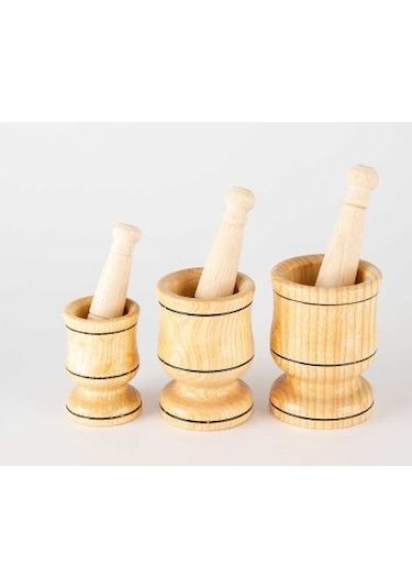 El Yapımı Tahta Havan 3 Boy Seçenekli 6-8-10 Cm Genişlik Büyük