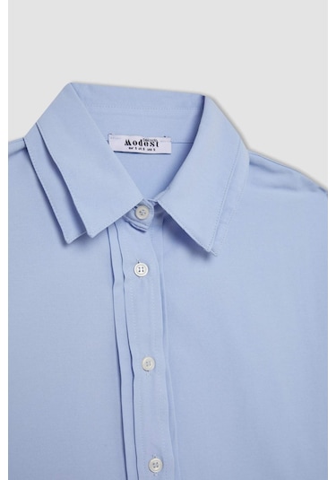 Defacto Relax Fit Poplin Uzun Kollu Gömlek Tunik C9430AX24SMBE429 Mavi Defacto Relax Fit Poplin Uzun Kollu Gömlek Tunik C9430AX24SMBE429 Mavi