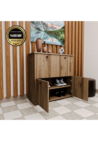 Dekorfim DF08103BR MDF Antre Hol Ayakkabılık Ayakkabı Dolabı
