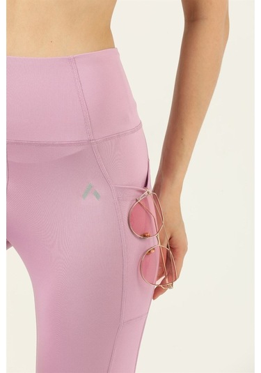 Kadın Lila Yüksek Bel Toparlayıcı Çift Cepli Diz Altı Kapri Tayt Capri 1054 Slim Fit 1054 Lila