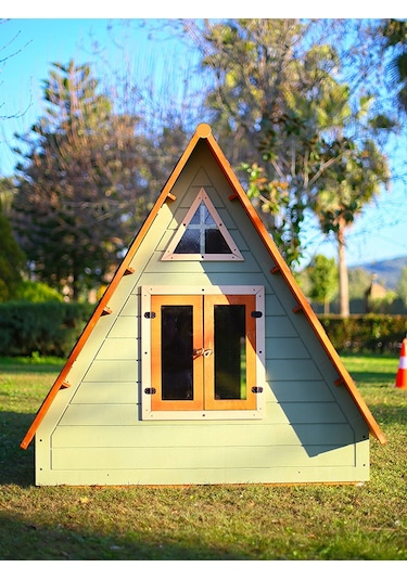 Mandu Ahşap Üçgen Çocuk Oyun Evi Aframe Playhouse